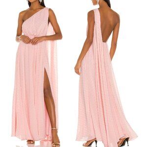 Michael Costello x Revolve Vella Gown Medium Draped Shoulder Overlay Chiffon